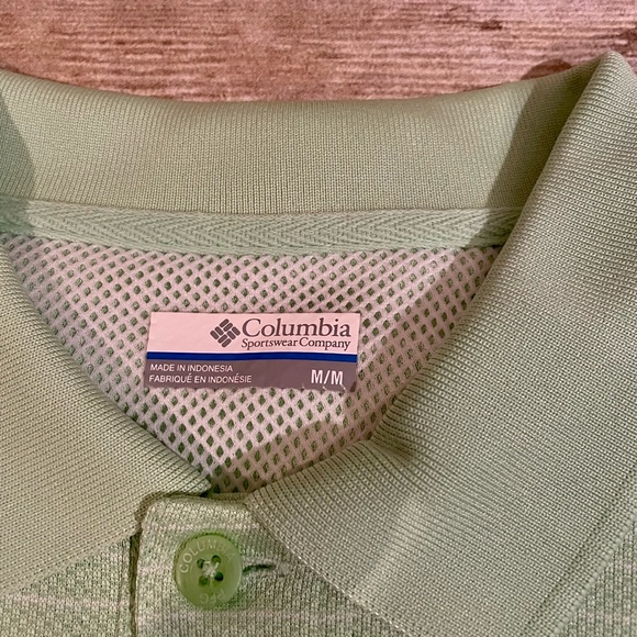 Columbia Men’s PFG Breathable Fishing Green Striped Polo Size Medium - Picture 4 of 9